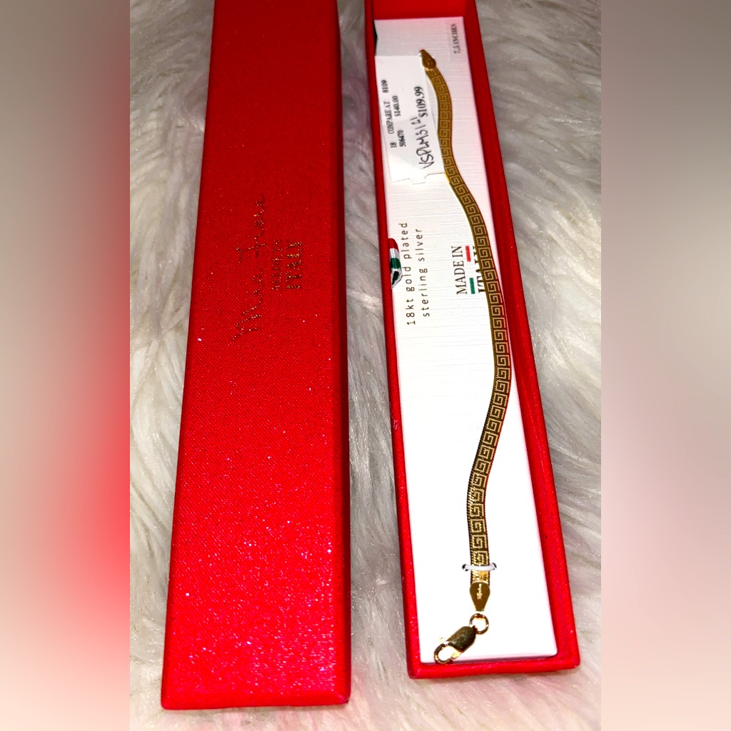 Brand New Mia Fiore Made In Italy 18kt Gold Plated Sterling Silver 75Bracelet 90$